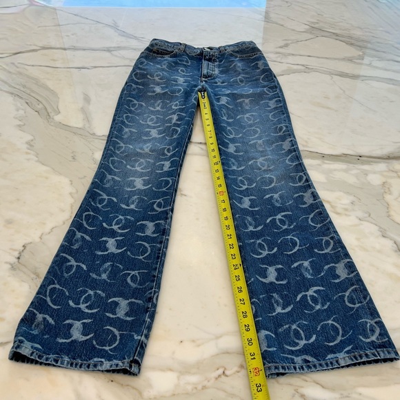 CHANEL 23N CC DARK BLUE SILVER SEQUINS BOOT CUT JEANS SIZE FR 36 / US 4 NWTS! - Picture 14 of 17
